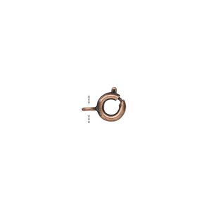 Springring 1pkg100 copper-plated, 6mm, antique brass clasp 1-strand
