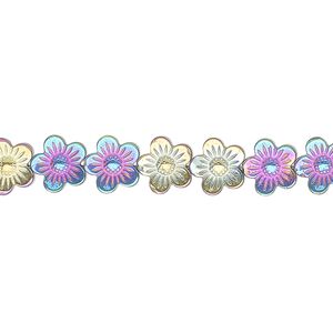 Hemalyke&trade; 1pkg1, electroplated flower bead 15.5-16 inch 7.5mm