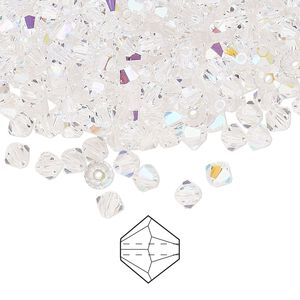 Bead 48pk crystal glitter, Preciosa Czech crystal 4mm bicone