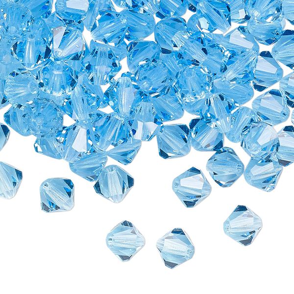 Bead 144pk aquamarine, Preciosa Czech crystal 6mm bicone image number 0