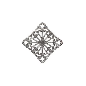 Link, gunmetal-plated brass, 21.5x21.5mm single-sided filigree diamond. Sold per pkg of 25.