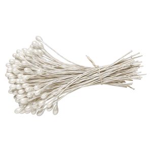 Hair pin, steel and acrylic, opaque white, 4 inches with 6x4mm teardrop. Sold per bundle, approximately 150 hair pins.