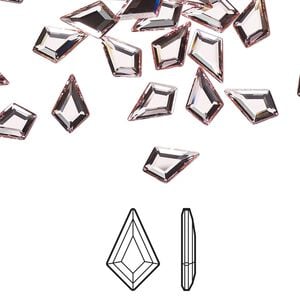 Flat back 6pk light rose foil back, Crystal Passions&reg; 8.6x5.6mm kite 2771