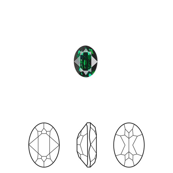 Fancy stone 4pk majestic green foil back, Crystal Passions&reg; 8x6mm oval 4120 image number 0