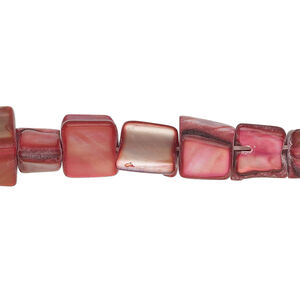Mother-of-pearl shell 1pkg1, triangle tube bead 15 inch scarlet 7x6mm-12x9mm