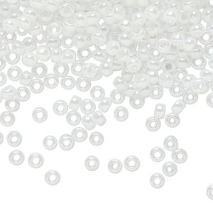 Seed bead, TOHO BEADS&reg;, glass, pkg/7.5g, #8 round, opaque ceylon snowflake (TR-08-141).