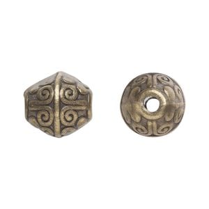 Bead 1pkg20 brass-plated "pewter", 12x11mm bicone, antique