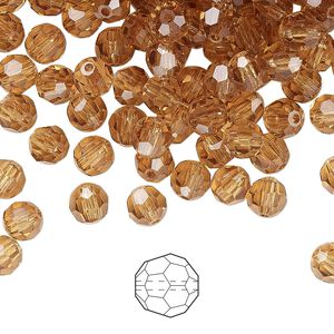 Bead 576pk light Colorado topaz, Preciosa Czech crystal 5mm round