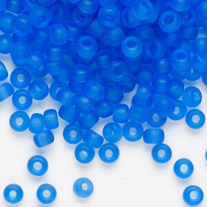Seed bead, Miyuki, glass, pkg/250g, #6 rocaille, translucent matte sapphire (RR-150F).