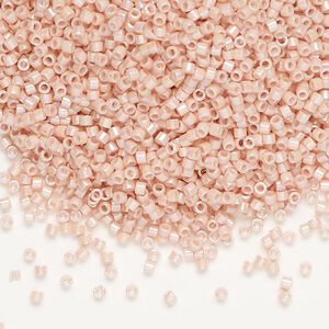 Seed bead, Delica&reg;, glass, pkg/50g, #11 round, opaque rainbow gold luster salmon (DB-0207-1).