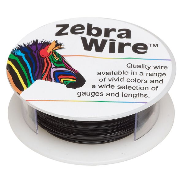Wire, Zebra Wire&trade;, color-coated copper, black, round, 18 gauge. Sold per 10-yard spool. image number 0