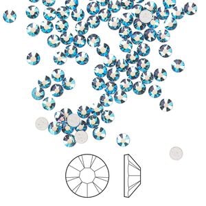 Flat back 144pk denim blue AB foil back, Preciosa MAXIMA Czech crystal hotfix rhinestone 2.7-2.9mm chaton rose round SS10