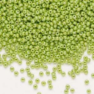 Seed bead, Preciosa Ornela Czech glass, pkg/500g, #11 rocaille, opaque rainbow lime green, (54310).