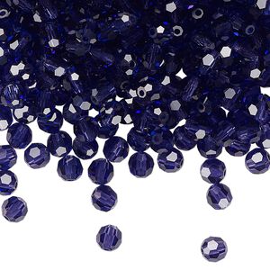 Bead 144pk deep tanzanite, Preciosa Czech crystal 4mm round