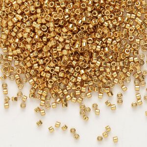 Seed bead, Delica&reg; 1pkg50g glass, #11 round, Duracoat&reg; opaque galvanized yellow gold / outside dyed (DB-1833)