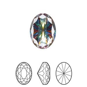 Fancy stone 24pk crystal vitrail medium foil back, Swarovski&reg; 18x13mm magical oval 4160