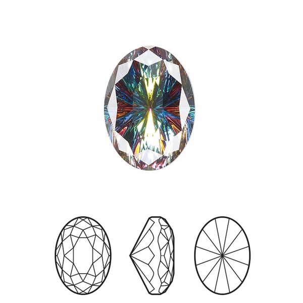 Fancy stone 24pk crystal vitrail medium foil back, Swarovski&reg; 18x13mm magical oval 4160 image number 0