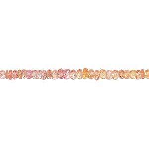 Padparadscha sapphire 1pkg1, hand-cut faceted rondelle bead 8 inch 2x0.5mm-3x1.5mm