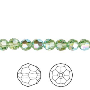 Bead 12pk peridot shimmer, Crystal Passions&reg; 6mm round 5000