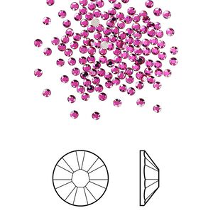 Flat back 1440pk fuchsia foil back, Swarovski&reg; 1.7-1.9mm rose round SS5 2058