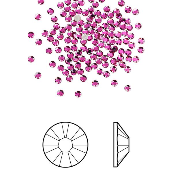 Flat back 1440pk fuchsia foil back, Swarovski&reg; 1.7-1.9mm rose round SS5 2058 image number 0