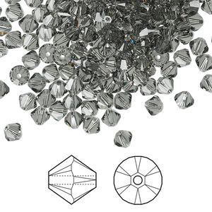 Bead 144pk black diamond, Crystal Passions&reg; 4mm bicone 5328