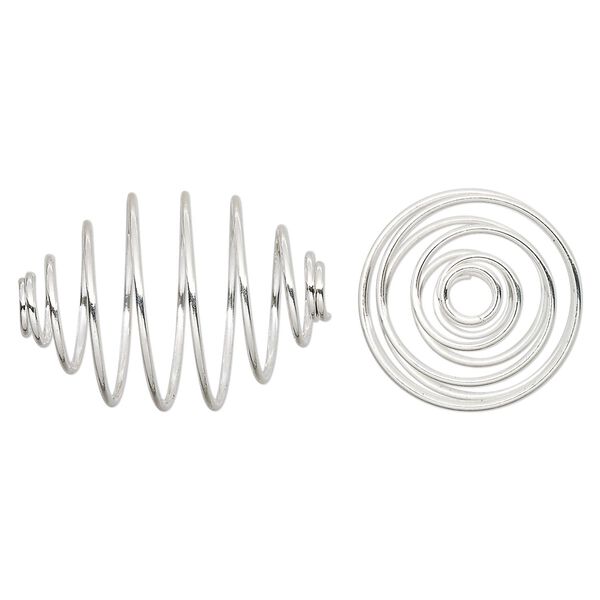 Bead cage, silver-plated steel, 23x17mm tapered oval. Sold per pkg of 10. image number 0