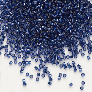 Seed bead, Delica&reg;, glass, pkg/250g, #11 round, transparent copper-lined cobalt (DB-0183).