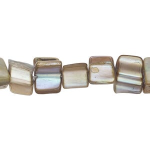 Mother-of-pearl shell 1pkg1, triangle tube bead 15 inch silver / blue steel 6x5mm-13x10m