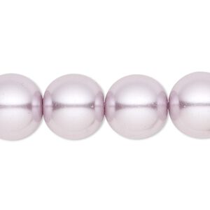 Bead, crystal pearl, lilac, 14mm round. Sold per 15-1/2" to 16" strand, approximately 25 beads.