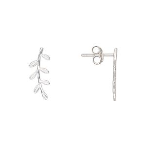 Earstud, Create Compliments&reg;, sterling silver, 16x6mm branch. Sold per pair.