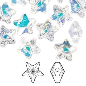 Bead 108pk crystal AB, Swarovski&reg; 12mm star 5714