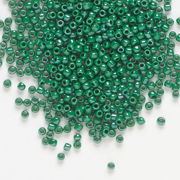 Seed bead, Dyna-Mites&trade;, glass, 1pkg1/2kg, #11 round, opaque luster pine green (774L 11/0 RR) image number 0