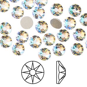 Flat back 144pk crystal shimmer foil back, Crystal Passions&reg; 6.32-6.5mm rose round SS30 2088