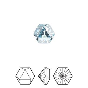 Fancy stone 2pk aquamarine foil back, Crystal Passions&reg; 10.8x9.4mm prismatic hexagon 4699