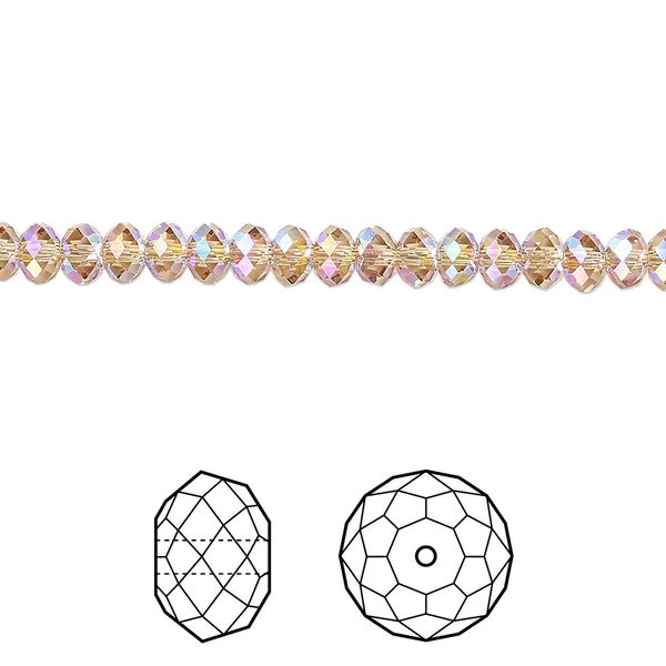 Bead 720pk light Colorado topaz shimmer 2X, Swarovski&reg; 4x3mm rondelle 5040 image number 0