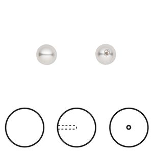 Pearl 1pkg4 light grey, Crystal Passions&reg; 6mm half-drilled round 5818