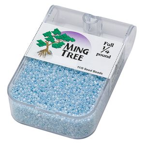 Seed bead, Ming Tree&trade;, glass, pkg/1/4 pound, #11 round, opaque ceylon turquoise blue.