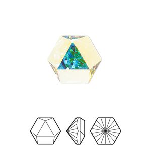 Fancy stone 1pk crystal AB foil back, Crystal Passions&reg; 16x14mm prismatic hexagon 4699