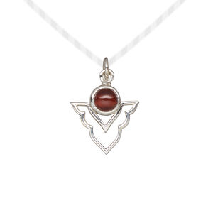 Drop 1pkg1, antiqued sterling silver and garnet (natural), 15.5x14mm open arrowhead
