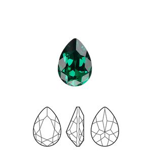 Fancy stone 2pk emerald foil back, Preciosa MAXIMA Czech crystal rhinestone 14x10mm pear