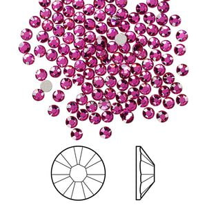 Flat back 1440pk fuchsia foil back, Swarovski&reg; 2.5-2.7mm rose round SS9 2058