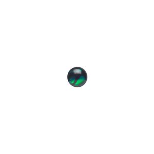 Cabochon, paua shell (dyed / coated), green, 6mm calibrated round, Mohs hardness 3-1/2. Sold per pkg of 10.