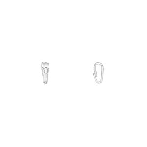 Bail, sterling silver, 6x2mm snap-on style. Sold per pkg of 20.