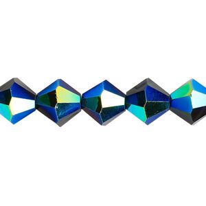 Bead 1pk opaque black AB, Celestial Crystal&reg; 10mm bicone 8 inch