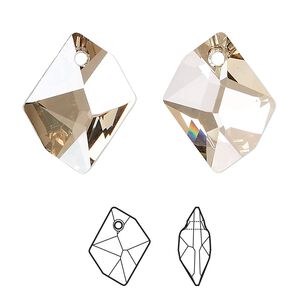 Drop 1pk crystal golden shadow, Crystal Passions&reg; 20x16mm pendant cosmic 6680