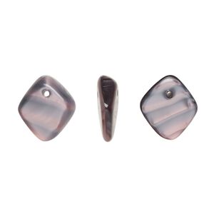 Bead, Czech pressed glass, pink/dark blue, 14x5mm diamond drop. Sold per 15" to 16" strand.