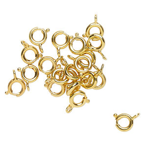 Clasp springring steel 20pk 6mm round, antique gold finish
