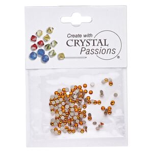 Flat back 144pk tangerine foil back, Crystal Passions&reg; 2.1-2.3mm rose round SS7 2058