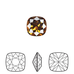 Fancy stone 1pkg72 smoked topaz foil back, Swarovski&reg; ReCreated&trade;, 12mm square cushion 4470